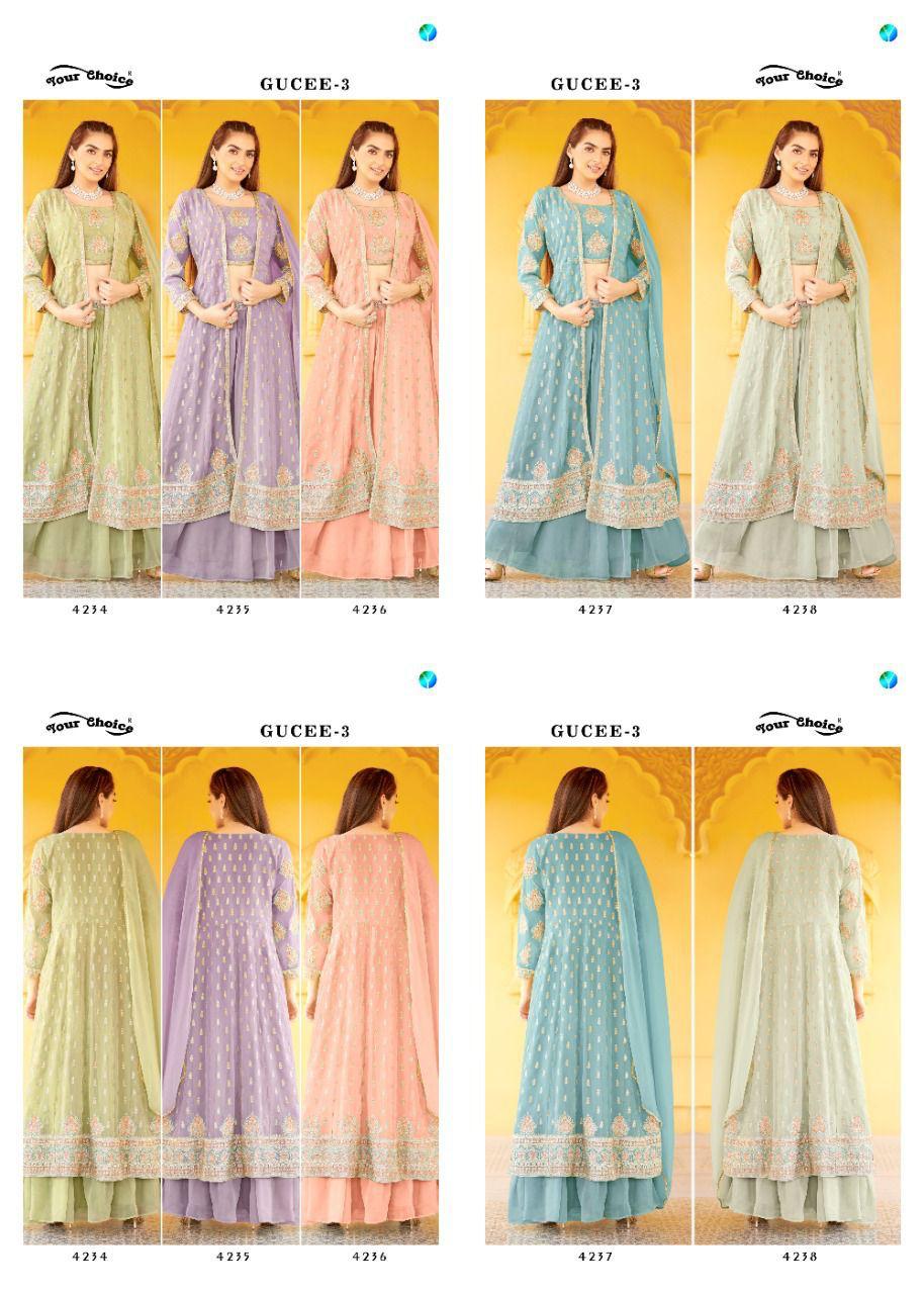 Your Choice Gucee 3 Heavy Georgette Wedding Wear Designer Salwar Kameez Collection